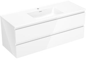 Mexen Orio, koupelnová skříňka 120 cm s umyvadlem Otis, 2 zásuvky, bílá lesklá, 91A10-12047-2-BFF00-W18M00