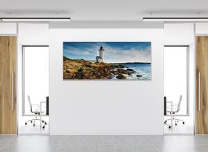 Obraz skleněný maják u moře - 30 x 60 cm
