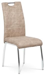 Jídelní židle, potah krémová látka COWBOY v dekoru vintage kůže, bílé prošití, k HC-486 CRM3