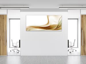 Obraz skleněný jasně hnědá vlna na bílém podkladu - 50 x 100 cm