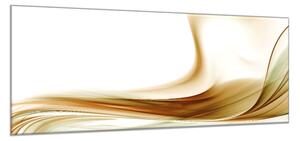 Obraz skleněný jasně hnědá vlna na bílém podkladu - 30 x 60 cm