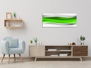 Obraz skleněný zeleno bílá šedá vlna - 30 x 60 cm