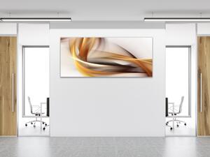 Obraz skleněný hnědo oranžová vlna - 30 x 60 cm