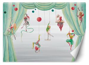 Fototapeta Cirkusoví akrobati a zelený závěs Materiál: Vliesová, Rozměry: 200 x 140 cm
