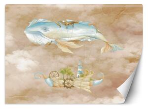 Fototapeta Létající velryba a loď během rána Materiál: Vliesová, Rozměry: 200 x 140 cm