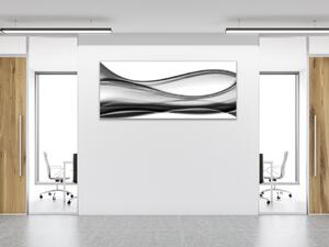 Obraz skleněný černo šedá vlna - 30 x 60 cm
