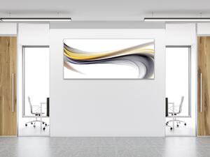 Obraz skleněný žluto šedá vlna - 50 x 100 cm