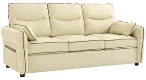 HOMCOM 3místná pohovka, moderní obývací pokoj, 190 × 83 × 90 cm, čalounění z PU, silné polstrování, široké sedadlo, opěrky a boční kapsa, rychlá montá