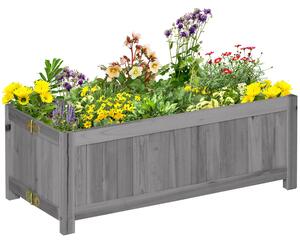 Outsunny skládací vyvýšený truhlík ze smrkového dřeva pro zeleninu a květiny — 70 x 30 x 25 cm, šedý | Aosom