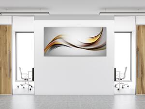 Obraz skleněný žlutá vlna šedý podklad - 40 x 60 cm