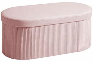 HOMCOM skládací sametový úložný taburet, 72 l, 76 × 38 × 35 cm, sametové čalounění, úložný box, nosnost 120 kg, růžový | Aosom