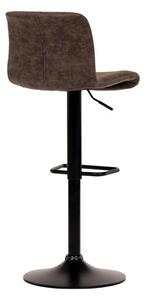 Židle barová, hnědá látka v imitaci broušené kůže, černá podnož, výškově stavitelná AUB-806 BR3