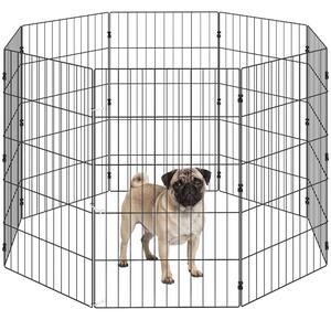 PawHut skládací kovová ohrádka pro psy – rozšiřitelná 8-panelová s kolíky pro vnitřní i venkovní použití, panely 50 × 80 cm | Aosom