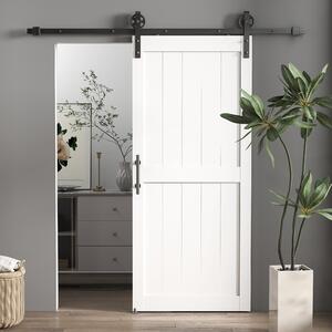 HOMCOM vnitřní posuvné dveře 81,3 × 213,4 cm — ocelová kolejnice, vylepšené madlo a kladky, industriální styl (MDF a borovice), voděodolné, do kuchyně