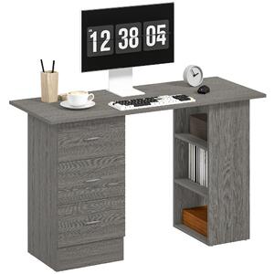 HOMCOM psací stůl 120 × 49 × 72 cm, 3 zásuvky a 3 otevřené police, otočné uspořádání | Aosom
