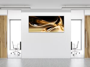 Obraz skleněný zlatá vlna na hnědém - 30 x 60 cm