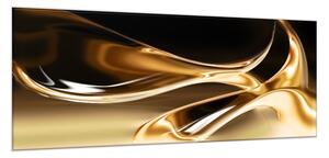 Obraz skleněný zlatá vlna na hnědém - 50 x 100 cm