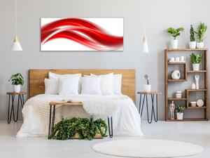 Obraz skleněný abstraktní jasně červená vlna - 30 x 60 cm