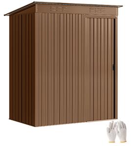 Outsunny kovový zahradní domek 1,37 m², snadná montáž, úložný prostor na nářadí s ventilací, posuvné dveře, šikmá střecha a rukavice, 159 × 106 × 181