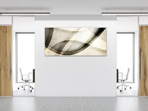 Obraz skleněný abstraktní malovaná vlna černo béžová - 50 x 100 cm