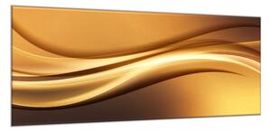 Obraz skleněný hnědo zlatá vlna - 30 x 60 cm