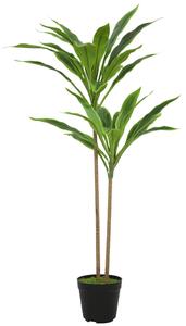 HOMCOM 90 cm umělý strom Cordyline v cementovém květináči, 29 realistických listů – zelená dekorace do interiéru i exteriéru | Aosom