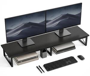 HOMCOM dřevěný podstavec pod monitor s 2 přihrádkami — 114 × 30 × 16,5 cm, nosnost 20 kg, pro monitory do 183 cm | Aosom