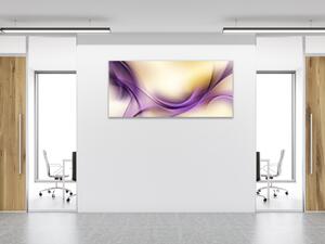 Obraz skleněný abstrakt vlna fialovo zlatá - 30 x 60 cm