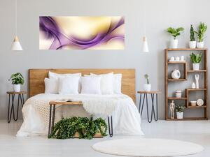 Obraz skleněný abstrakt vlna fialovo zlatá - 30 x 60 cm