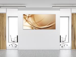 Obraz skleněný zlato béžový abstrakt vlna - 40 x 60 cm