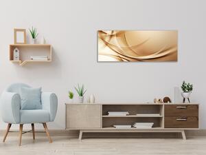 Obraz skleněný zlato béžový abstrakt vlna - 30 x 60 cm