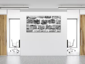 Obraz skleněný šedá cihlová zeď - 60 x 90 cm