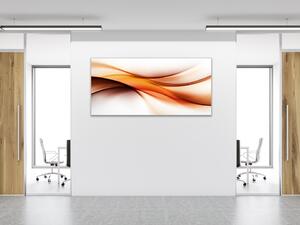 Obraz skleněný abstraktní sytě oranžová vlna - 30 x 60 cm