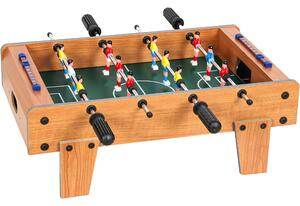 SPORTNOW mini stolní fotbálek – kompaktní stolní fotbal se skóre a 2 míčky, nerezové tyče, přírodní dřevěný vzhled – 50,6 × 50,5 × 18 cm | Aosom
