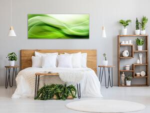 Obraz skleněný abstraktní sytě zelená vlna - 30 x 60 cm