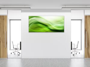 Obraz skleněný abstraktní sytě zelená vlna - 30 x 60 cm
