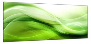 Obraz skleněný abstraktní sytě zelená vlna - 52 x 60 cm