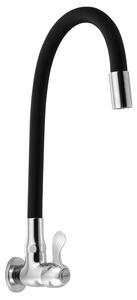 Aqualine Aqualine, Nástěnný kulový ventil 1/2", flexibilní ramínko, černá/chrom, ZY1813F