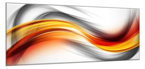 Obraz skleněný abstrakt sytě šedo oranžová vlna - 50 x 100 cm