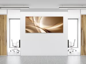 Obraz skleněný abstrakt béžovo hnědá vlna - 60 x 90 cm