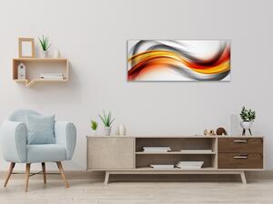 Obraz skleněný abstrakt sytě šedo oranžová vlna - 30 x 60 cm