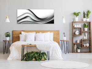 Obraz skleněný abstrakt jemně černobílá vlna - 30 x 60 cm