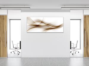 Obraz skleněný abstrakt hnědo béžová vlna - 40 x 60 cm
