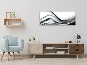 Obraz skleněný abstrakt jemně černobílá vlna - 30 x 60 cm