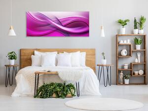 Obraz skleněný abstrakt sytě fialovo růžová vlna - 30 x 60 cm