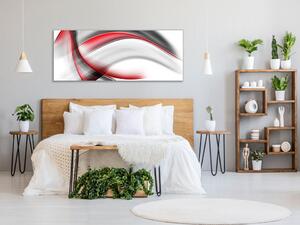 Obraz skleněný abstrakt červeno černá vlna - 30 x 60 cm