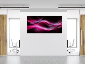 Obraz skleněný abstrakt fialova vlna na černém pozadí - 50 x 100 cm