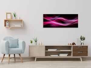 Obraz skleněný abstrakt fialova vlna na černém pozadí - 50 x 100 cm