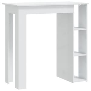 Barový stůl s regálem bílý lesklý 102x50x103,5 cm dřevotříska