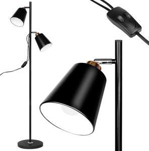 Stojací LED lampa černá 140 Cm na čtení 2x E27 černá zlatá